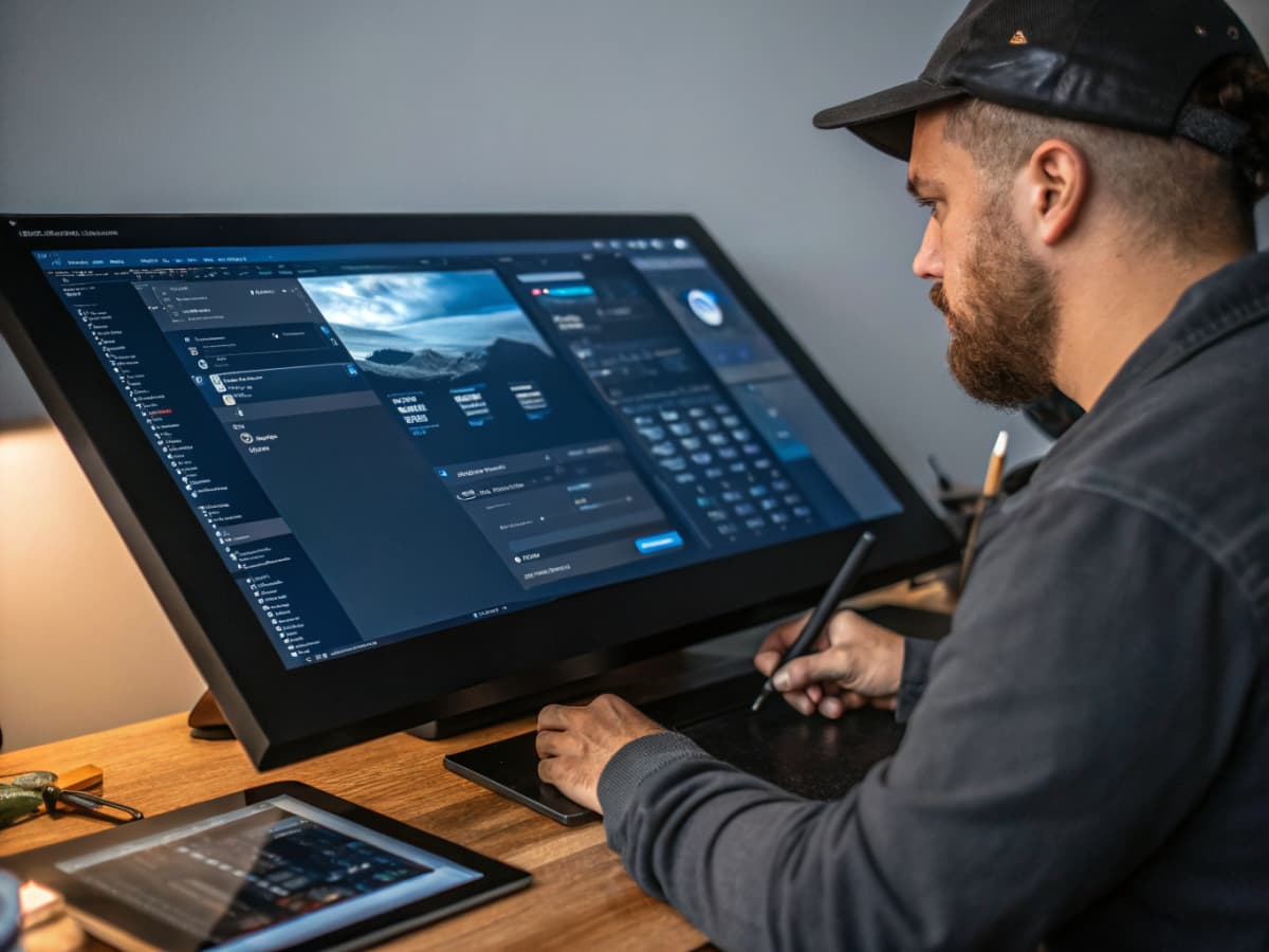 Website designer making unlimited edits and updates to a small business website on a computer